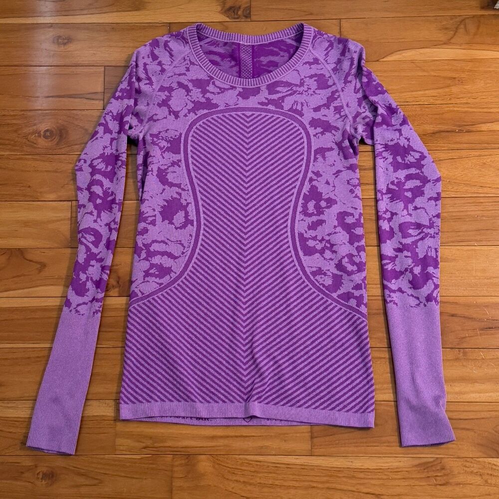 Women Lululemon Swiftly Tech Long Sleeve Crew Heathered Tender Violet Size 8 - Picture 2 of 8